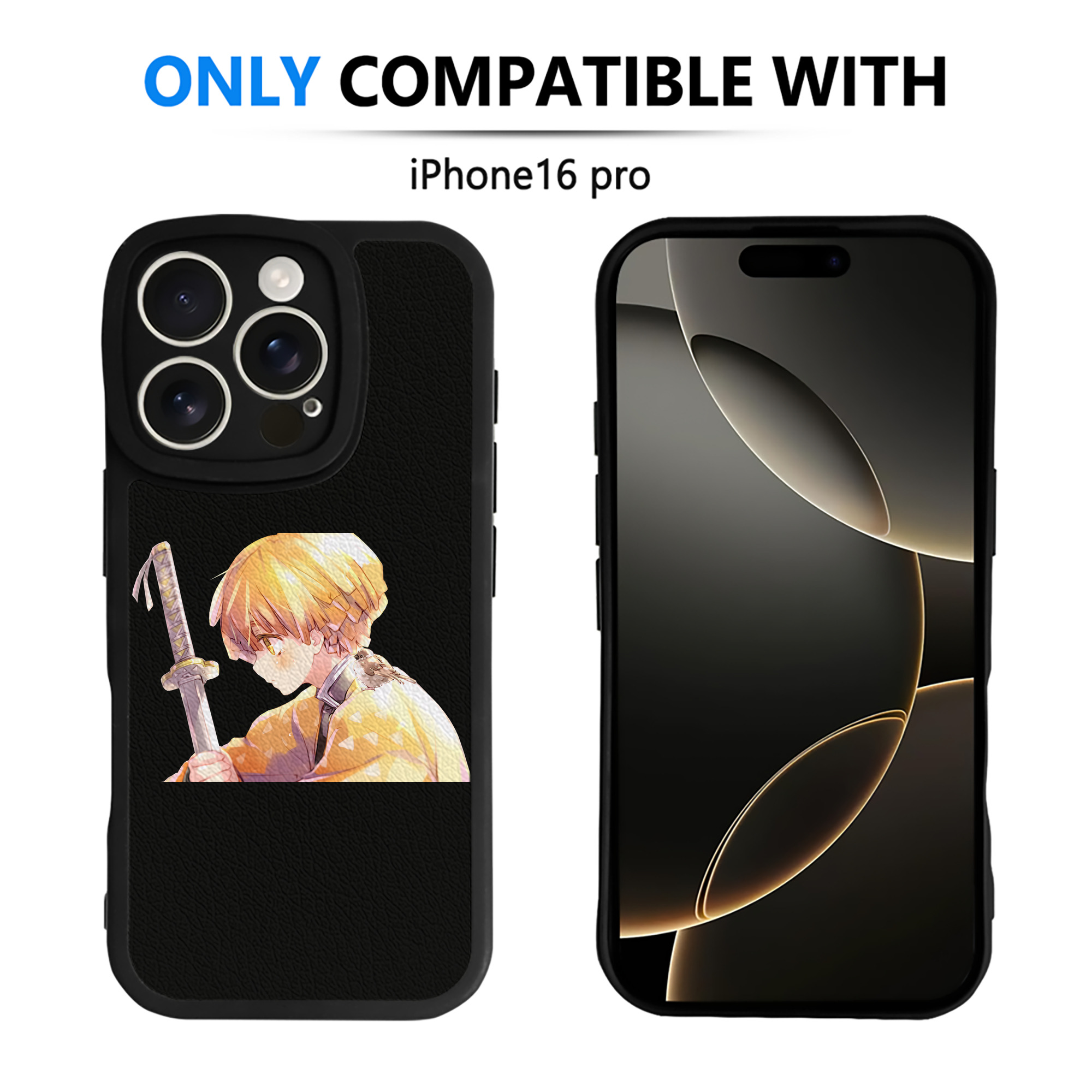 （画像用） 鬼滅の刃（きめつのやいば）我妻 善逸／あがつま ぜんいつ Agatsuma Zenitsu 【iPhone 16シリーズ対応】シリコンスマホケース（レザー調） 材質：シリコン